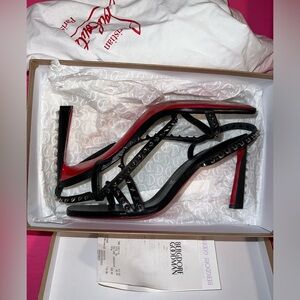 Christian Louboutin Rosa Condorapik 85 black leather sandals size 41.5